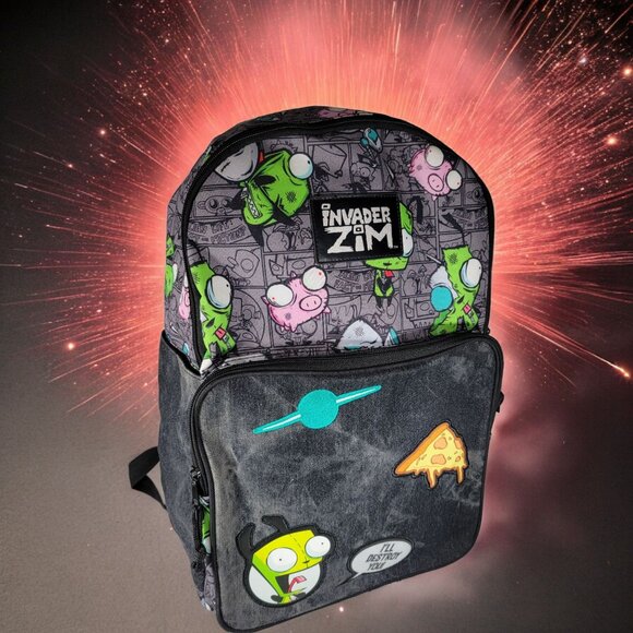 Nickelodeon Invader Zim 18" Backpack Patch Gir‎ 'l'Il Destroy You' Pig HTF Rare - Picture 1 of 13